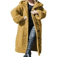 Ženski džemperi s dugim rukavima, pleteni džemperi s dugim rukavima, jednobojni džemper, šik gornja odjeća, ležerni kaput, sivo-bijeli;