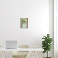 Zeleni listovi biljaka staklena vaza rustikalna rubna slika u sivom okviru umjetnički tisak na zidu, dizajn Cindi Jacobs