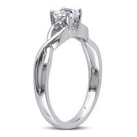 Miabella Ženska karat T.G.W. Stvoren bijeli safir i dijamantni naglasak zaručnički prsten s 3 kamena u srebrom u sterlingu