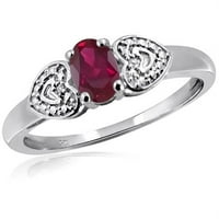 0. Carat T.G.W. Ruby dragulj i naglasak bijeli dijamantski prsten