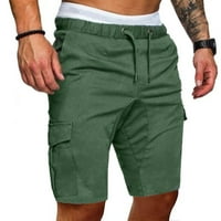 Kratke hlače muške Rasprodaje modne muške jednobojne elastični pojas srednji struk labavi džepovi zavoj kratke hlače