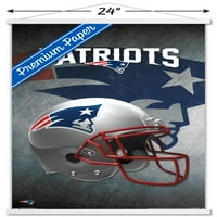 Patriots iz Nove Engleske - plakat za kacigu s drvenim magnetskim okvirom, 22.37534