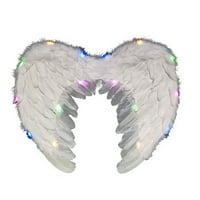 Anđeoska krila Za Noć vještica, bucmasto bijelo perje s LED žaruljama u boji, realistične naramenice, rekviziti za fotografiranje