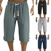 Muške kratke hlače ležerno labave s elastičnim strukom i vezicama ljetne sportske hlače od mješavine pamuka u tamnoplavoj boji 3