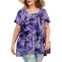 Ženske majice s okruglim vratom ležerna bluza s cvjetnim printom Ženska majica kratkih rukava hit prodaja ljetne bluze u ljubičastoj