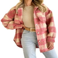 Ženske karirane jakne srednje duljine zimska gornja odjeća karirani klasični putni kardigan ružičasti kaput od 2 inča