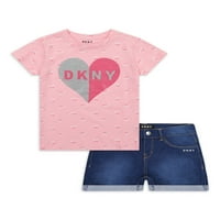 Majica grafičkog dresa djevojke i traper hlače, dvodijelne set, veličine 4-16