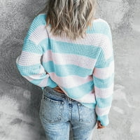 Džemperi za žene ženski pleteni džemper s okruglim vratom s dugim rukavima u boji Casual pulover džemper majice