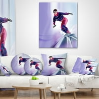 Dizajn Pretty ženski snowboarder - Sažetak jastuka za bacanje portreta - 12x20