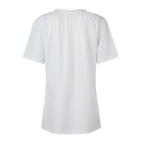 Ženske majice kratkih rukava jednobojna bluza Ležerne ženske modne košulje s okruglim vratom bijele boje;