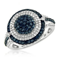 Jewelersclub 0. Sterling Silver 1. Karata plava i bijela dijamantna prstena za žene