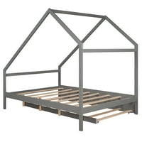 Kućni krevet u punoj veličini za djecu i malu djecu, Aukfa Wood Full Platform Okvir s nosačem, kućni okvir kreveta, šatorski krevet