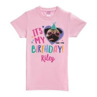Personalizirani mališani doug pug To je moj rođendan ružičasta majica