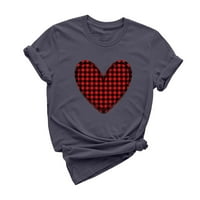 Buffalo karirane košulje za Valentinovo, grafička majica srce ljubavi, tunika kratkih rukava, ljetni vrhovi, blagdanski poklon, pulover