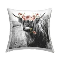 Stupell Industries Pink Cvjetni goveđi stočar tiskani dizajn jastuka Amy Brinkman