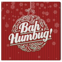 Wynwood Studio za odmor i sezonska zidna umjetnička platna ispisuje 'bah humbug' božićni dekor - crvena, bijela, 30 30