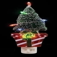 8 Crveno -bijelo prisutno s smrznutom zelenom osvijetljenom drvenom ukrasnom božićnom noćnom svjetlošću
