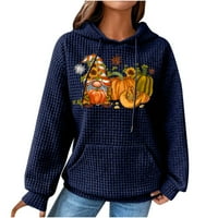 ;/ Ženski modni casual pulover s kapuljačom s printom, karirana majica s dugim rukavima, top u plavoj boji;