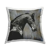 Stupell Industries Majestic Black Stallion Horse Divljač Dizajn portreta od strane Melonie Miller Baca Pillow