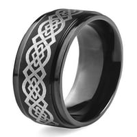 Obalni nakit Crni obloženi nehrđajući čelik keltski čvor, natopljeni prsten