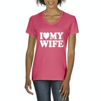 A. M.-Ženska majica s izrezom u obliku slova A i kratkim rukavima-volim svoju ženu