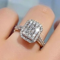 Izvrsni kvadratni cirkonijev prsten s punim dijamantom vjenčani poklon za zaruke