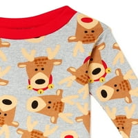 & Me Baby & Toddler Unise božićni jeleni i hlače s dugim rukavima, dvodijelne pamučne pidžame, veličine 12m-5T