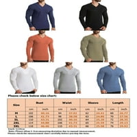 Muška majica s izrezom u obliku slova U. U. sportske majice jednobojni vrhovi Teretana ugrađeni pulover dugih rukava osnovna majica