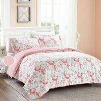 Komplet popluna za poplune u engleskom stilu s cvjetnim uzorkom, pamučno ružičasta, kompletni set u boji