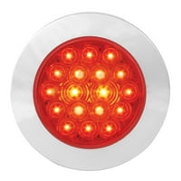 Grand General 4 ”okrugla prirubnica Crvena LED svjetlost s crvenom lećom i kromiranim okvirom