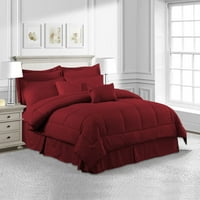 Krevet u vrećici Cal King Size Comforter Set Set za posteljinu, uzorak kariranja, Burgundija