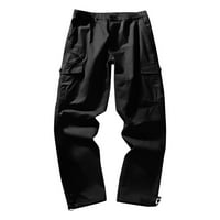 Muške hlače jednobojne ravne hlače srednjeg struka, modne Ležerne teretne hlače s više džepova s patentnim zatvaračem i kopčom, vanjske