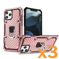 IPhone Pro Ma Kickstand protiv šoka i anti-padajuće kućište u ružičastom zlatu za upotrebu s Apple iPhone Pro Ma 3-Pack
