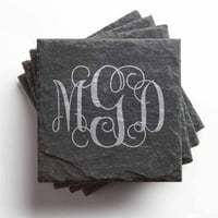 Personalizirani podmetači od škriljevca - Monogram set od 4