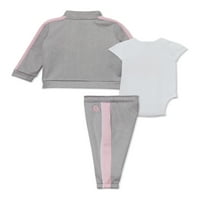 Jakna Reebok djevojčice, bodysuit i staze set odjeće za hlače, komad, veličine 0 3- mjeseci