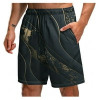 Muške smiješne kratke hlače za plažu s printom i džepovima od 3 inča-Zlatni