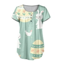 uskršnja Ženska majica kratkih rukava s okruglim vratom s printom zečjeg jaja Ležerne tanke košulje bluza Ženske majice ljetne haljine