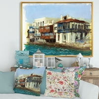 Designart 'dojam stare kuće na otoku Mykonos Grčka' nautička i obalna uokvirena platna zidna umjetnička tiska