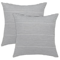 Jedinstvene ponude 2-PCS platno ukrasni jastuk jastuka Poklopac Black Stripe 18 x18