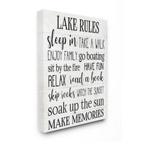 Stupell Industries Motivacijska pravila jezera potpisuju stilovi teksta crno bijelo platno zidne umjetničke dizajn Daphne Polselli,