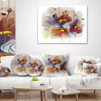 Designart smeđe plave cvjetne ilustracije umjetnost - Cvjetni jastuk za bacanje - 18x18
