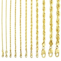 14k žuto zlato, masivni lanac od užeta s dijamantnim rezom, ogrlica, narukvica ili gležanj veličine 7- 30