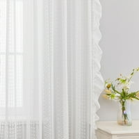 Prozirne zavjese od vela s džepom za šipku platnena teksturirana prozorska zavjesa za filtriranje svjetla jednobojna obrada bijeli