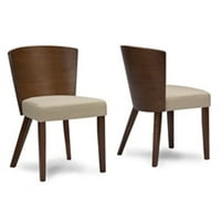 Set modernih stolica za blagovanje od smeđeg drveta i kaki Tkanine