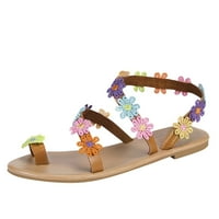 Modne proljetne i ljetne ženske ravne sandale s cvjetnim uzorkom, šarene lagane sandale za plažu u ležernom stilu