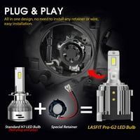 Lasfit H LED žarulje prednjih svjetala za VW Golf Passat GTI Tiguan Mercedes-Benz Metris W Retiener Adapter Plup and Play, 60W 6000LM