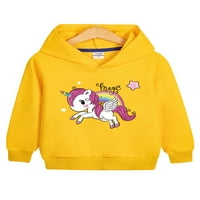 Majica s kapuljačom s ovratnikom od about-a, pulover sa životinjskim printom za djevojčice, široke dukserice s dugim rukavima, žuti