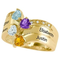 Personalizirani obiteljski nakit rođeni kamenčini majčinog prstena u srebrnom srebrom, 10k zlata preko srebra, 10k ili 14K zlatno