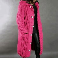 Zimski kaputi Ženske jakne na rasprodaji Ženski dugi kabel pleteni kardigan dugi rukav džemper s otvorenim prednjim gumbom gornja