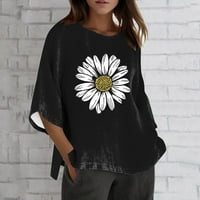 Ženske majice za vježbanje u A-listi, Modne Ležerne široke majice s cvjetnim printom s okruglim vratom, osnovne lepršave udobne majice